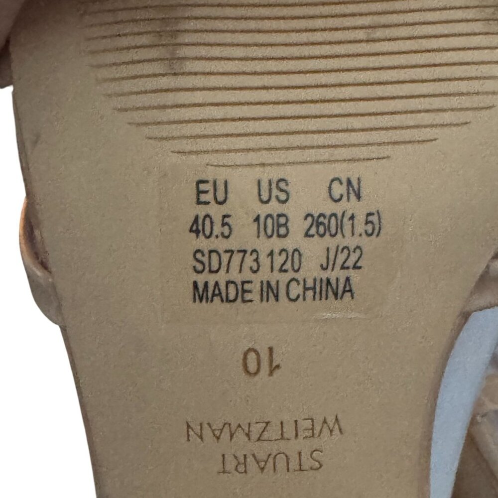 Stuart Weitzman Starla Strappy Block Heel Sandal Golden Beige, Size 10 WORN ONCE - Picture 10 of 11